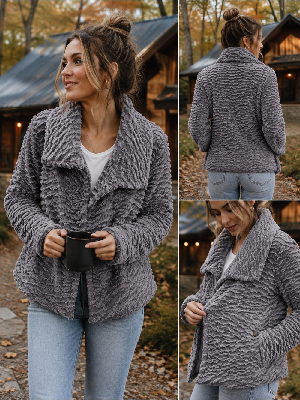 Patagonia Plush Sherpa Jacket in Charcoal Gray size L EUC - Picture 2 of 6